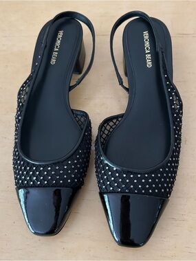 Veronica Beard Cecile rhinestone mesh cap- toe sling back women’s shoe size 8